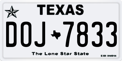 TX license plate DOJ7833