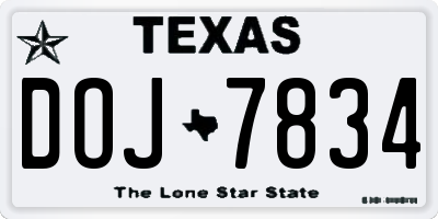 TX license plate DOJ7834
