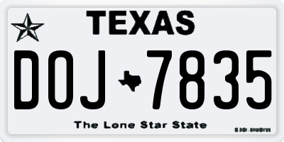 TX license plate DOJ7835