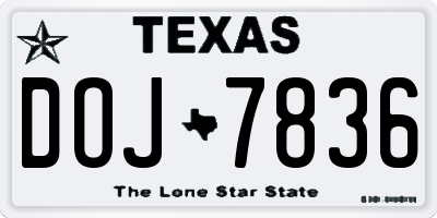 TX license plate DOJ7836