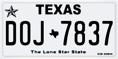 TX license plate DOJ7837