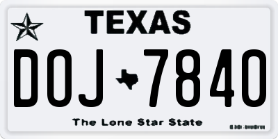 TX license plate DOJ7840