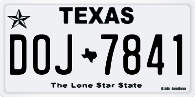 TX license plate DOJ7841