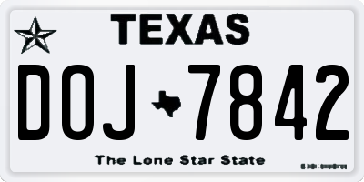 TX license plate DOJ7842