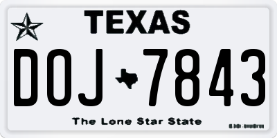TX license plate DOJ7843