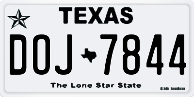 TX license plate DOJ7844