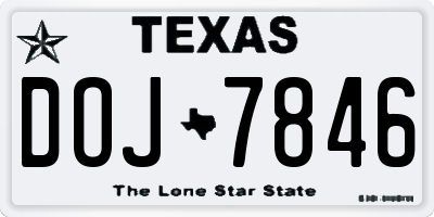 TX license plate DOJ7846