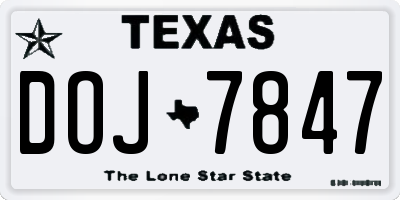 TX license plate DOJ7847