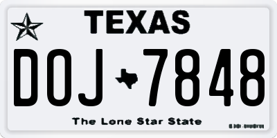 TX license plate DOJ7848