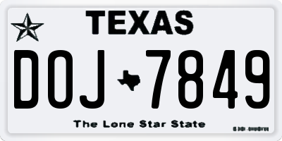 TX license plate DOJ7849