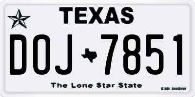 TX license plate DOJ7851