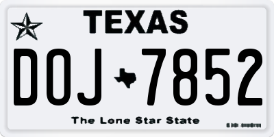 TX license plate DOJ7852