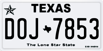 TX license plate DOJ7853