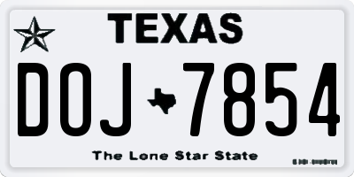 TX license plate DOJ7854
