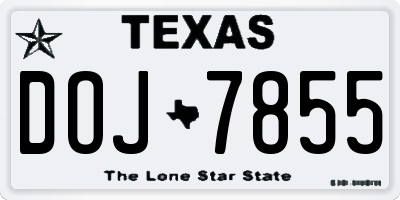 TX license plate DOJ7855