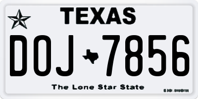 TX license plate DOJ7856