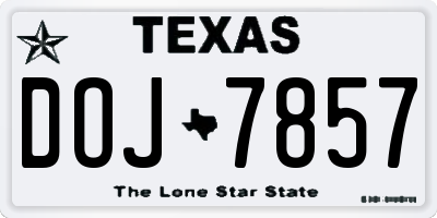 TX license plate DOJ7857
