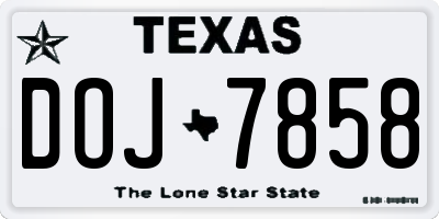 TX license plate DOJ7858