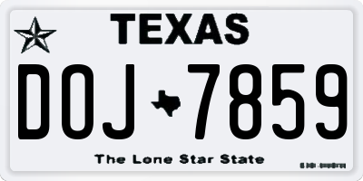 TX license plate DOJ7859