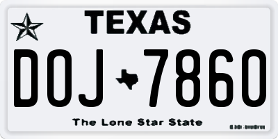 TX license plate DOJ7860
