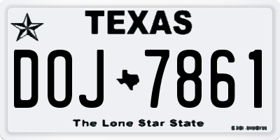TX license plate DOJ7861