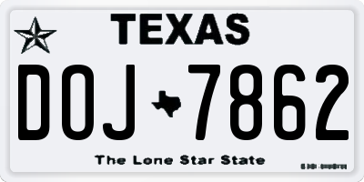 TX license plate DOJ7862