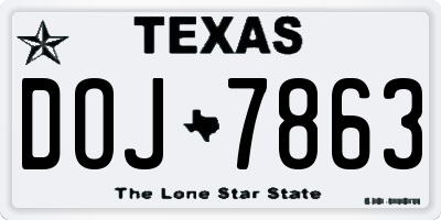 TX license plate DOJ7863