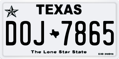 TX license plate DOJ7865