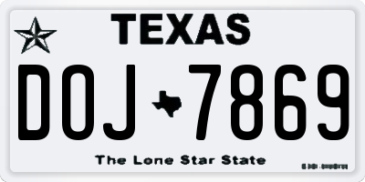 TX license plate DOJ7869
