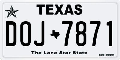 TX license plate DOJ7871