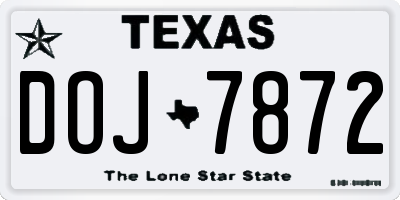 TX license plate DOJ7872