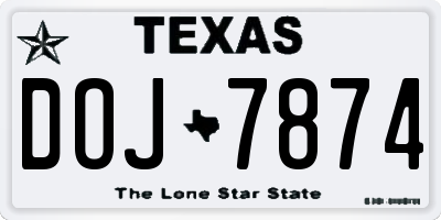 TX license plate DOJ7874