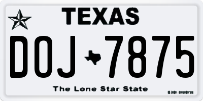 TX license plate DOJ7875