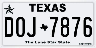 TX license plate DOJ7876