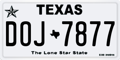 TX license plate DOJ7877