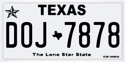 TX license plate DOJ7878