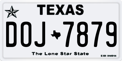 TX license plate DOJ7879