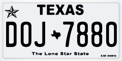 TX license plate DOJ7880
