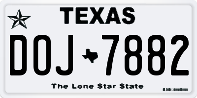 TX license plate DOJ7882