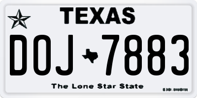 TX license plate DOJ7883