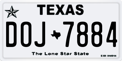 TX license plate DOJ7884