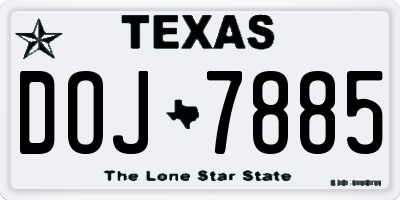 TX license plate DOJ7885