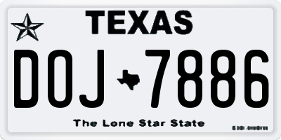 TX license plate DOJ7886