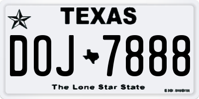 TX license plate DOJ7888