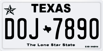 TX license plate DOJ7890
