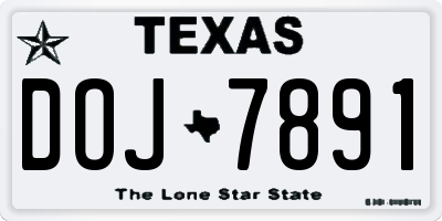 TX license plate DOJ7891