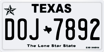 TX license plate DOJ7892