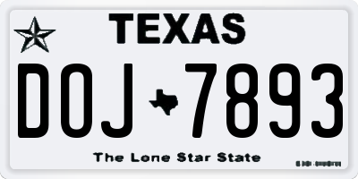 TX license plate DOJ7893
