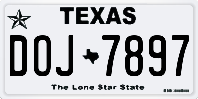 TX license plate DOJ7897