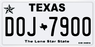 TX license plate DOJ7900